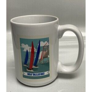 Vintage Great Vallejo CA Sailing Race Nautical Large Ceramic Coffee Mug